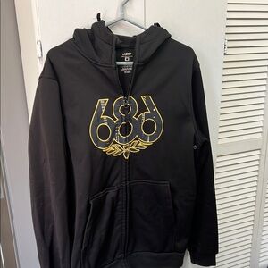 686 Black Hoodie with White Logo